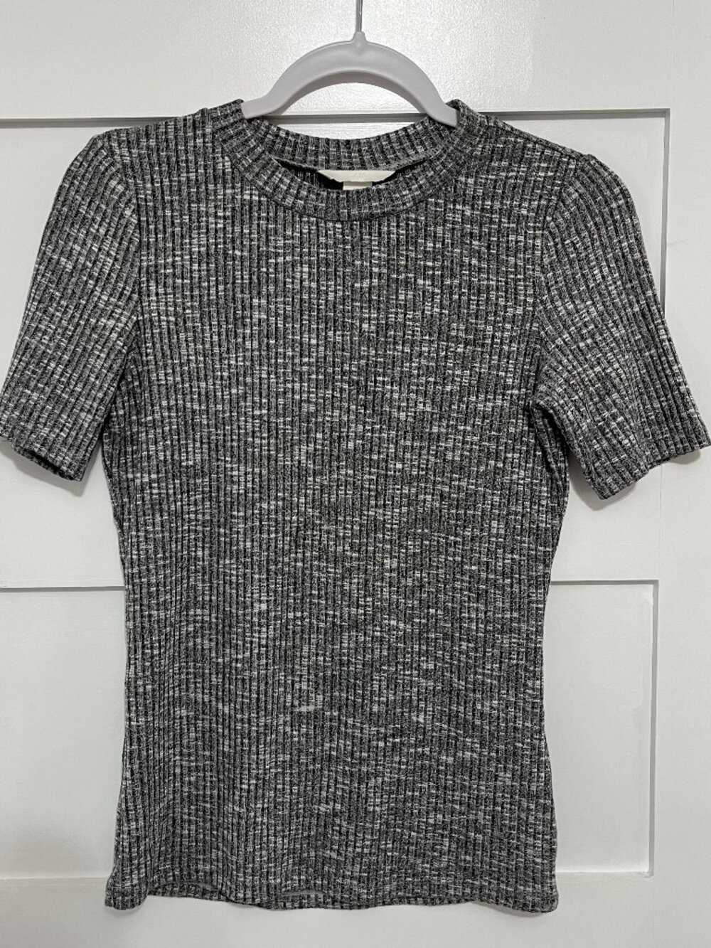 Grey and White Ribbed T-Shirt